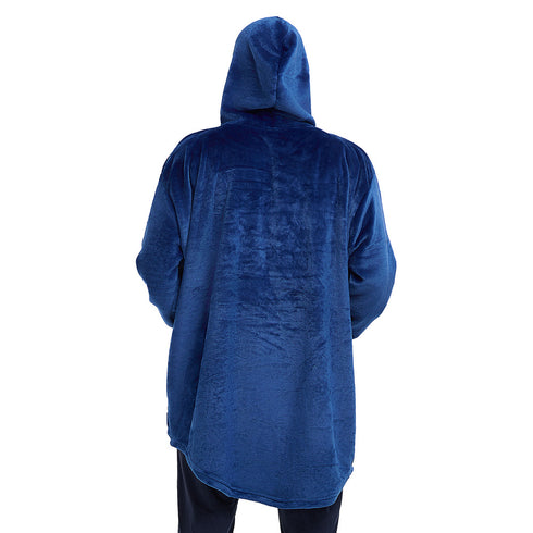 Snuggs Blanket Hoodie Dark Blue Christmas Deer Pocket